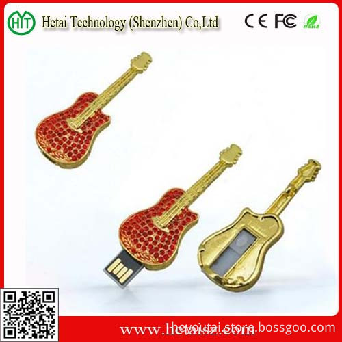 Red Diamond Mini Guitar Shaped USB Flash Drive for Good Gift